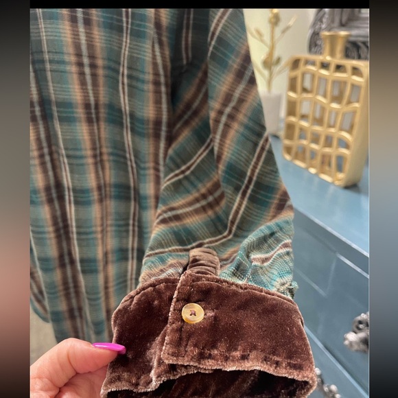 NWT Urban Outfitters BDG Patchwork Brown/Green Plaid Velvet Oversized Women’s M - Picture 5 of 13